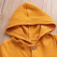Autumn Newborn Clothes Cotton Baby Boy Girl Romper Long Sleeve Knitted Ribbed Hooded Jumpsuit Spring Solid Infant Clothing 0-18M 2