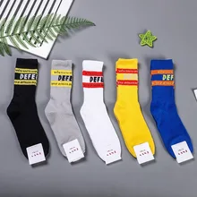 Забавные хлопковые носки в полоску с буквенным принтом, женские теплые милые носки Kawaii Art Happy, корейские Дышащие носки, модная повседневная Уличная одежда