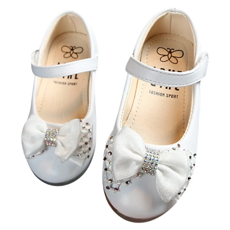  Baby Girls Shoes PU leather Buckle First Walkers With Bow Soft Soled Non-slip Crib Kids Baby Girl S