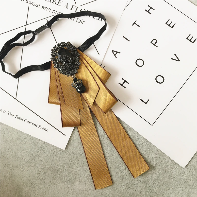Ribbon Bowtie Мужской женский галстук-бабочка из ленты, винтажный эластичный ремешок, сплав, стразы, Бабочка, свадебные, Клубные, вечерние, Униформа, кристалл, галстук-бабочка - Цвет: Ribbon Bowtie