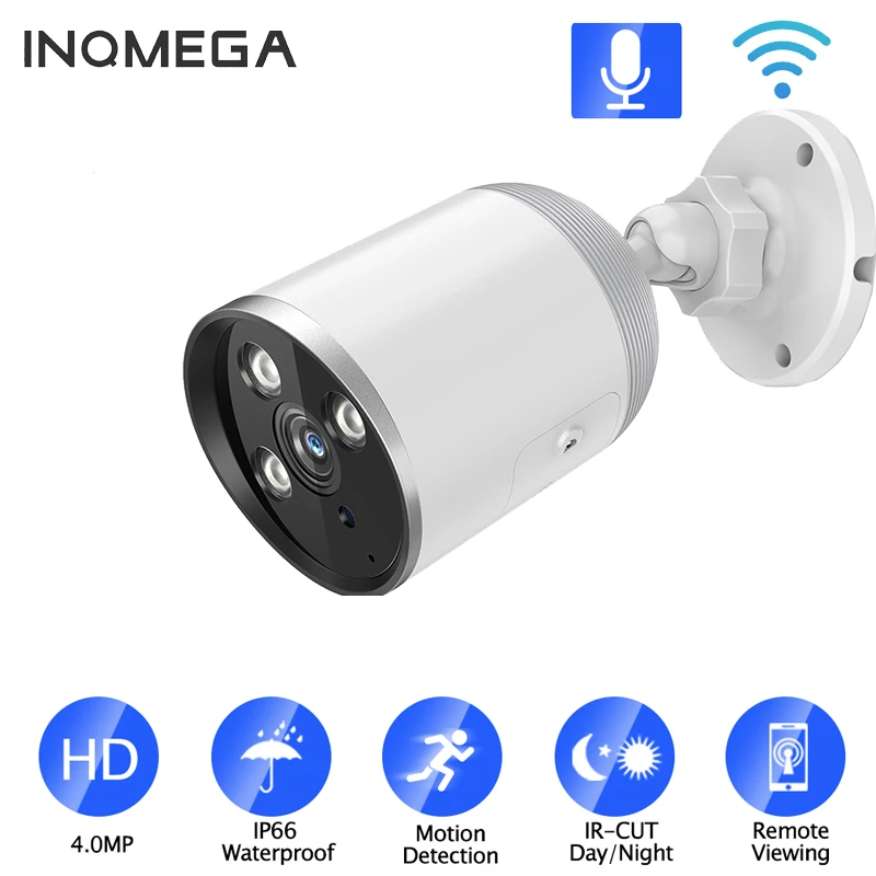 INQMEGA H.265 4MP аудио безопасности IP камера POE ONVIF Открытый водонепроницаемый IP66 CCTV камера P2P видео наблюдения для дома POE NVR