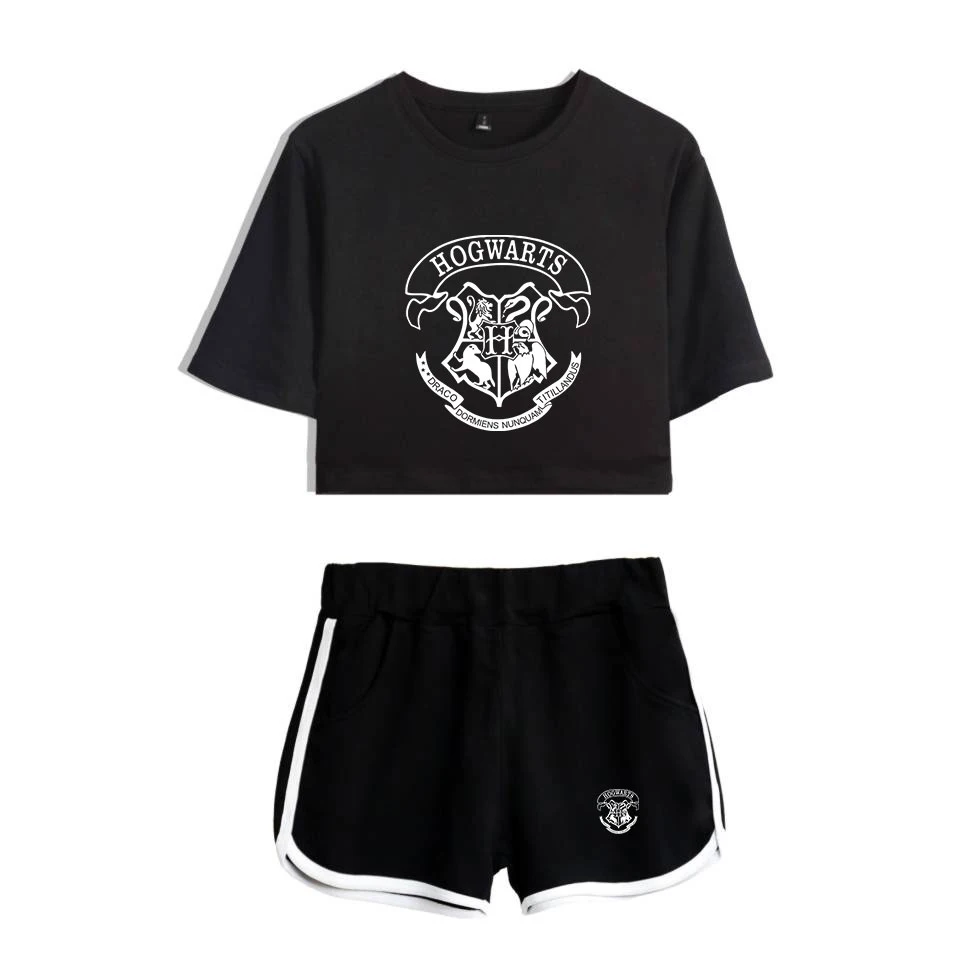 two piece sets HARRYS Glasses Printed Two Piece Set Short Sleeve Crop Top + Shorts Sweat Suits Women Tracksuit Two Piece Outfits Girl Sets ladies loungewear