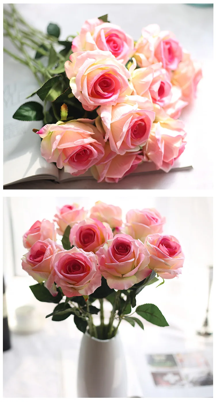 3 шт./лот шелковые искусственные цветы розы 13 цветов Искусственные цветы высокое качество свадебные украшения вечерние аксессуары для домашнего стола Декор