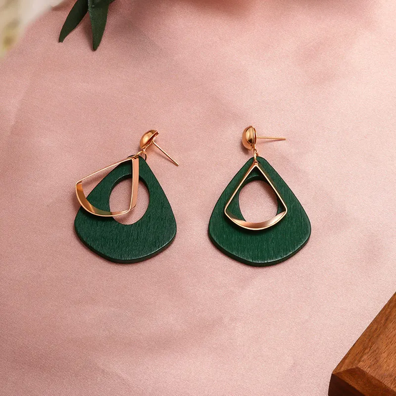 Green 2 X& P новые модные круглые Висячие корейские серьги для женщин геометрические круглые золотые серьги в форме сердца Свадебные ювелирные изделия kolczyki - Окраска металла: Green 2