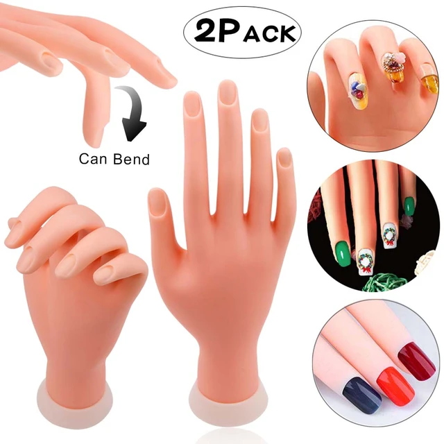 Soft Practice Hand for Nail Art Acrylic UV Gel Training Display Model  Manicure Tools Hand Mannequin for Nails Bendable Fingers - AliExpress