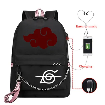 

Anime Backpack Naruto School Backpacks Bag Sharingan USB Laptop Bags Pack Teenagers Boys Girls School Bags Women Men Mochilas