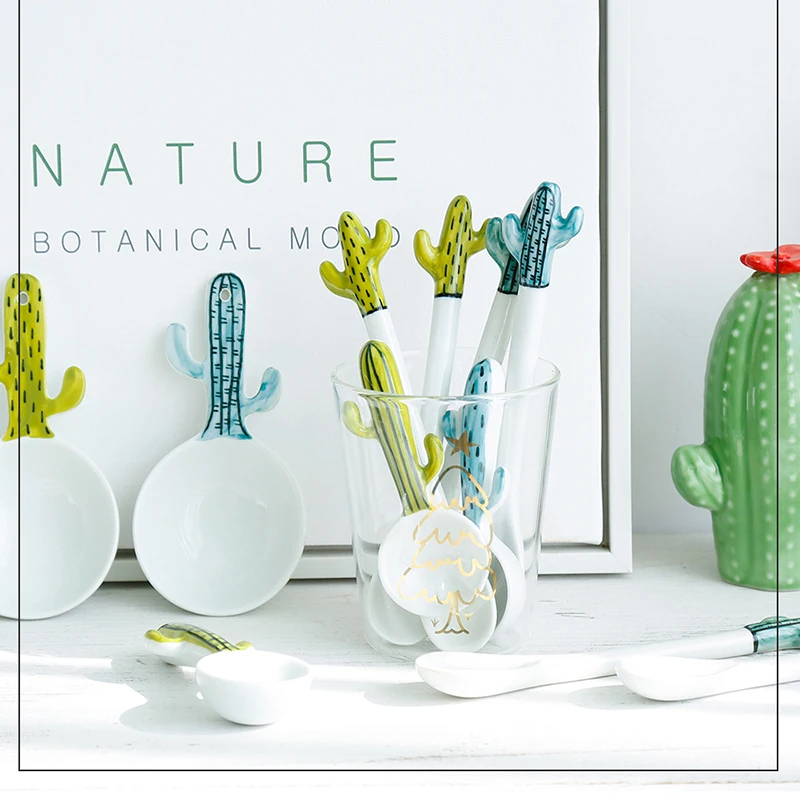 1 шт. керамическая Милая ложка кактус для кофе молока супа фруктов мороженого