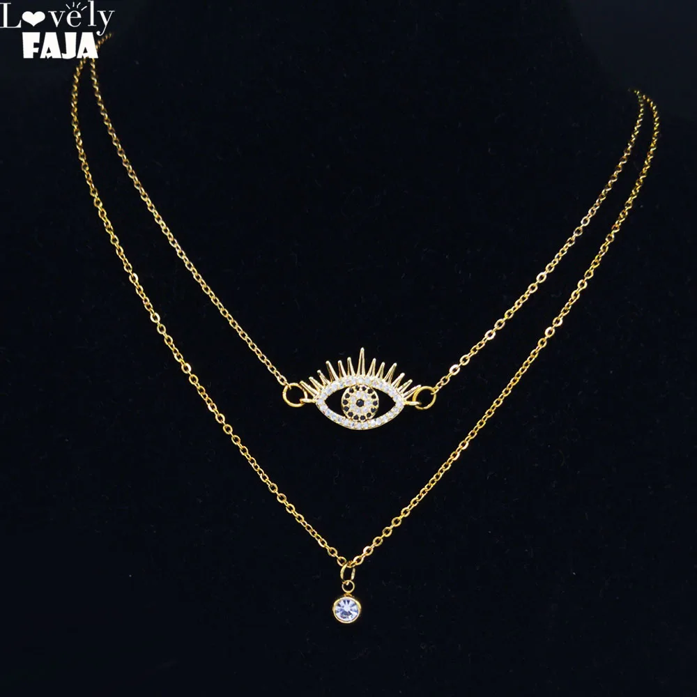 Ожерелье из нержавеющей стали с цирконом цепочка меди для женщин мусульманское