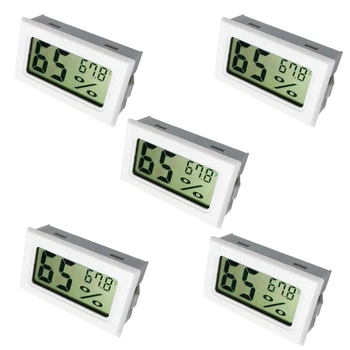 

Humidity Gauge, Digital Hygrometer Indoor Outdoor Hygrometer Thermometer (°F) For Humidors Home Car Greenhouse(5 Pack)