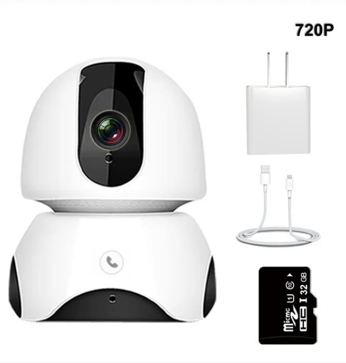 Беспроводной видеоняня 2MP FHD детский монитор для сна няня ip-камера автоматическое отслеживание один-сенсорный звонок двухсторонний аудио домофон детский телефон - Цвет: 720P With 32G Card