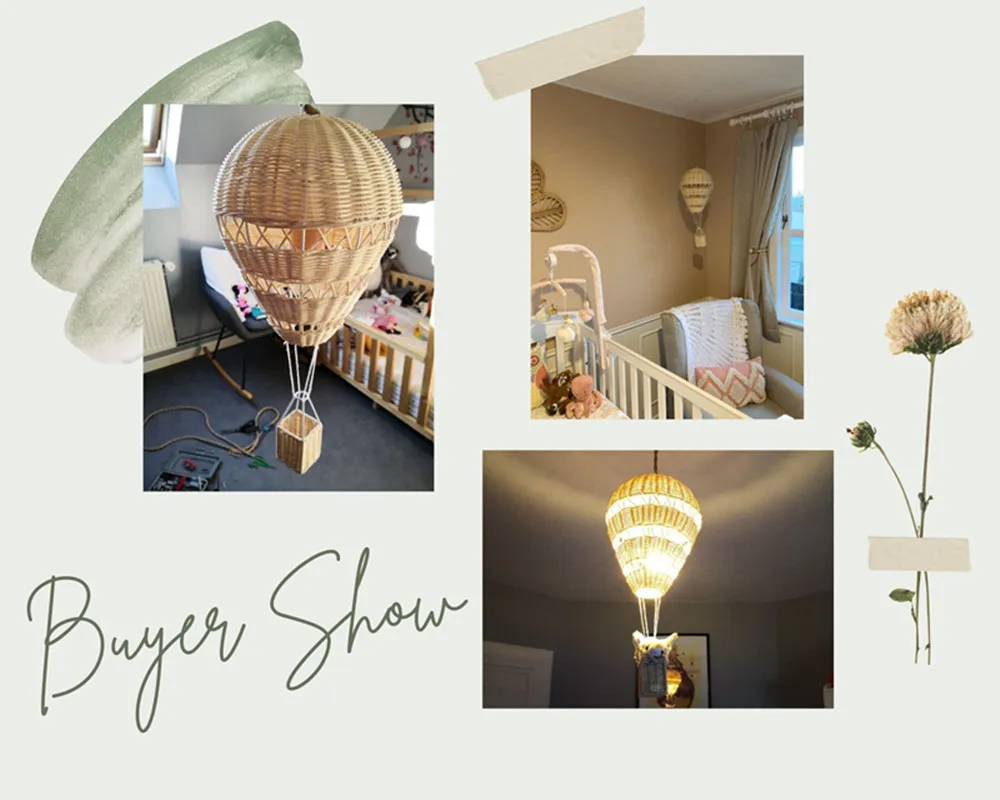 Rattan Hot Air Balloon Decor Hand-woven Wall Hanging Decor Handmade Nordic Photograph Prop for Kids Room Kindergarten Nursery