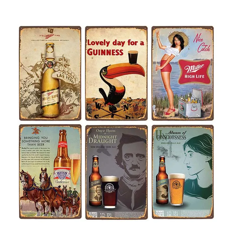 Beer Metal Signs Vintage Plaque Funny Bar Pub Club Man Cave Wall