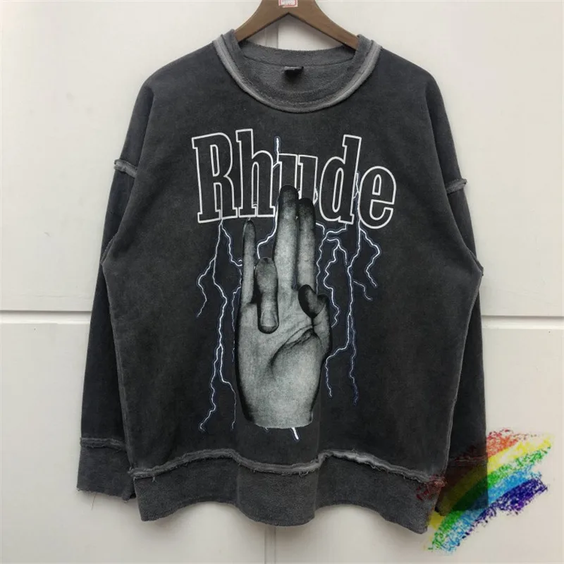 

RHUDE Sweatshirts Men Women High Quality Digital direct printing Washed Do Old RHUDE Hoodie Hooded