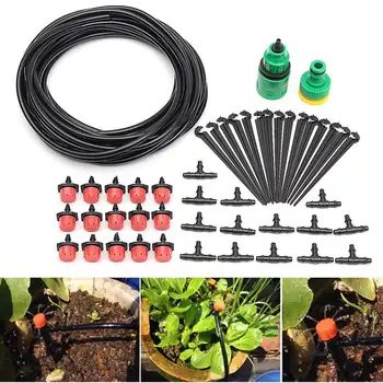 

Micro-Flow Drip Watering Irrigation Kits System Self Plant Garden Hose Watering Kits 10 Metre Hose
