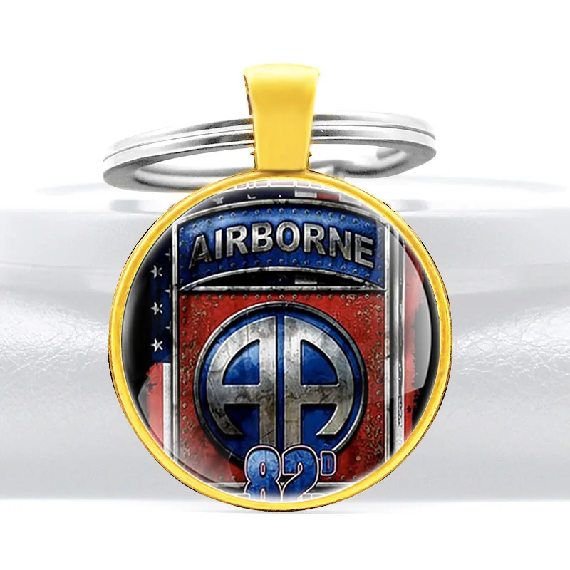Классический 82nd Airborne &amp ВВС США стеклянный купол для ключа с цепочкой Для мужчин