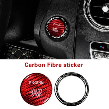 

Red Button Stickers 1 Set Carbon Fiber Keyless Push Start Button Cover