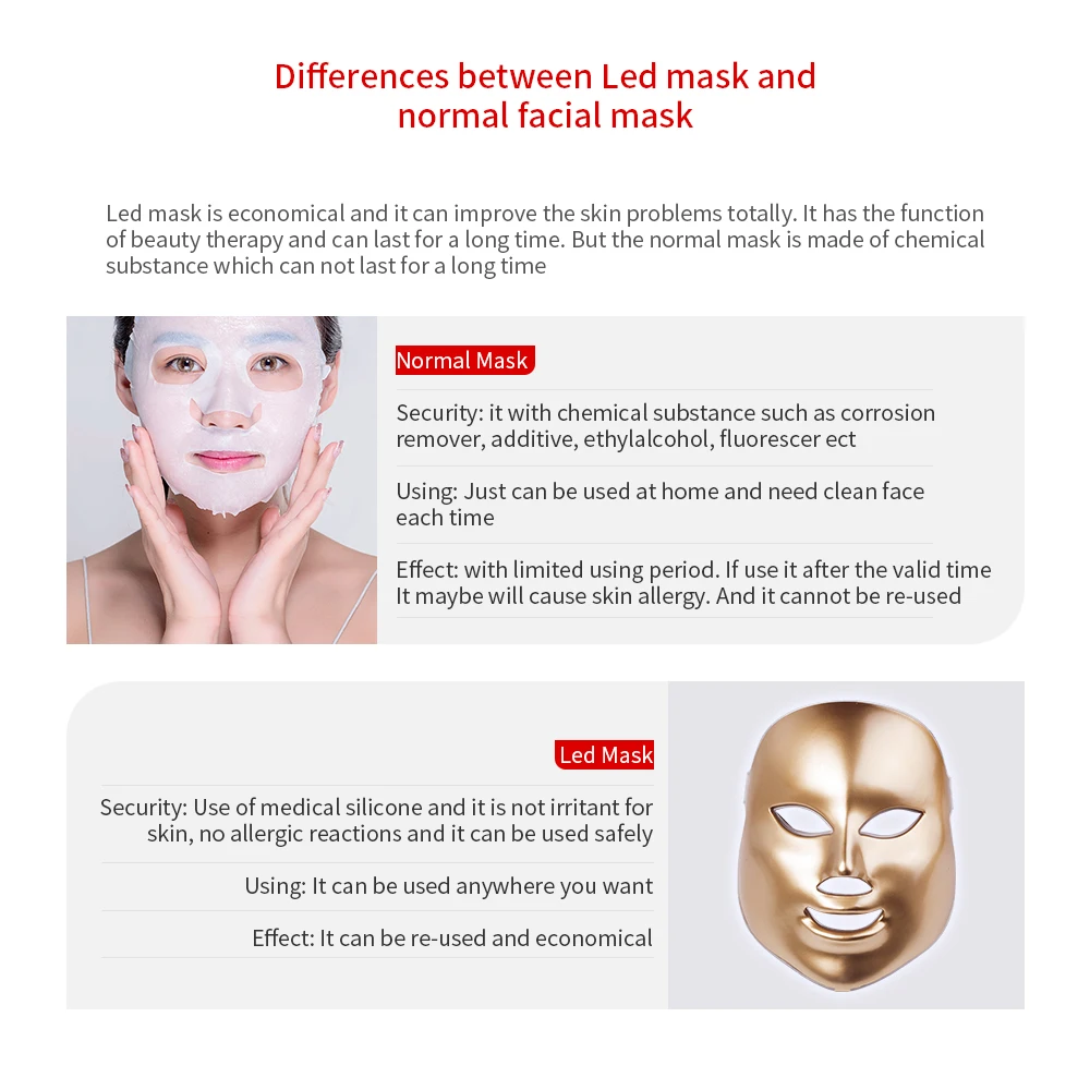 Comprar Foreverlili LED máscara Facial 7 colores luz fotón apretar poros de la piel rejuvenecimiento Anti acné tratamiento de eliminación de arrugas salón de belleza