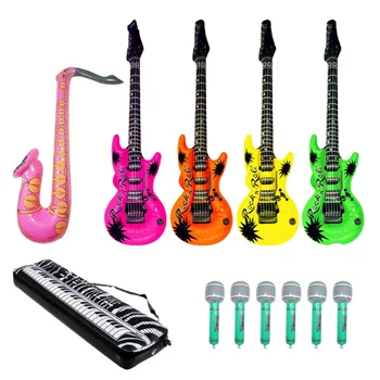

12pcs Aluminum Foil Balloons Musical Instruments Microphone Balloons Inflatable Rock Toy Set Party Props (Random Color)