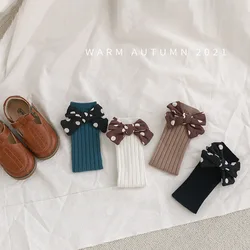Winter Autumn Baby Girls Socks Speckle Bow Long Sock Kids Knee High Soft Cotton Children 0 3 Years Toddlers Socks XDX046 