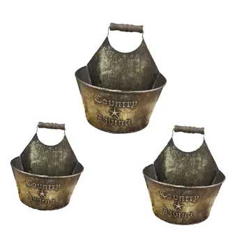 

3pcs Retro Flowet Pot European Metal Household Retro Rural Mini Garden Pot Plant Pot Flowet Pot for Home