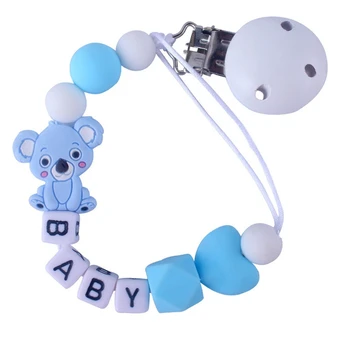 

Baby Food Grade Silicone Pacifier Clip Mini Cute Bear Teethers Anti-lost Chain Feeding Holder Pacifier Leashes