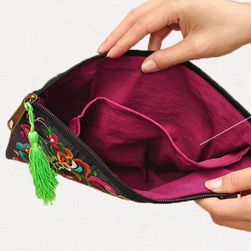 Bolso de mano Estilo Vintage para mujer, bandolera con bordado Floral étnico bohemio, bolso de hombro, regalo B88, 2017