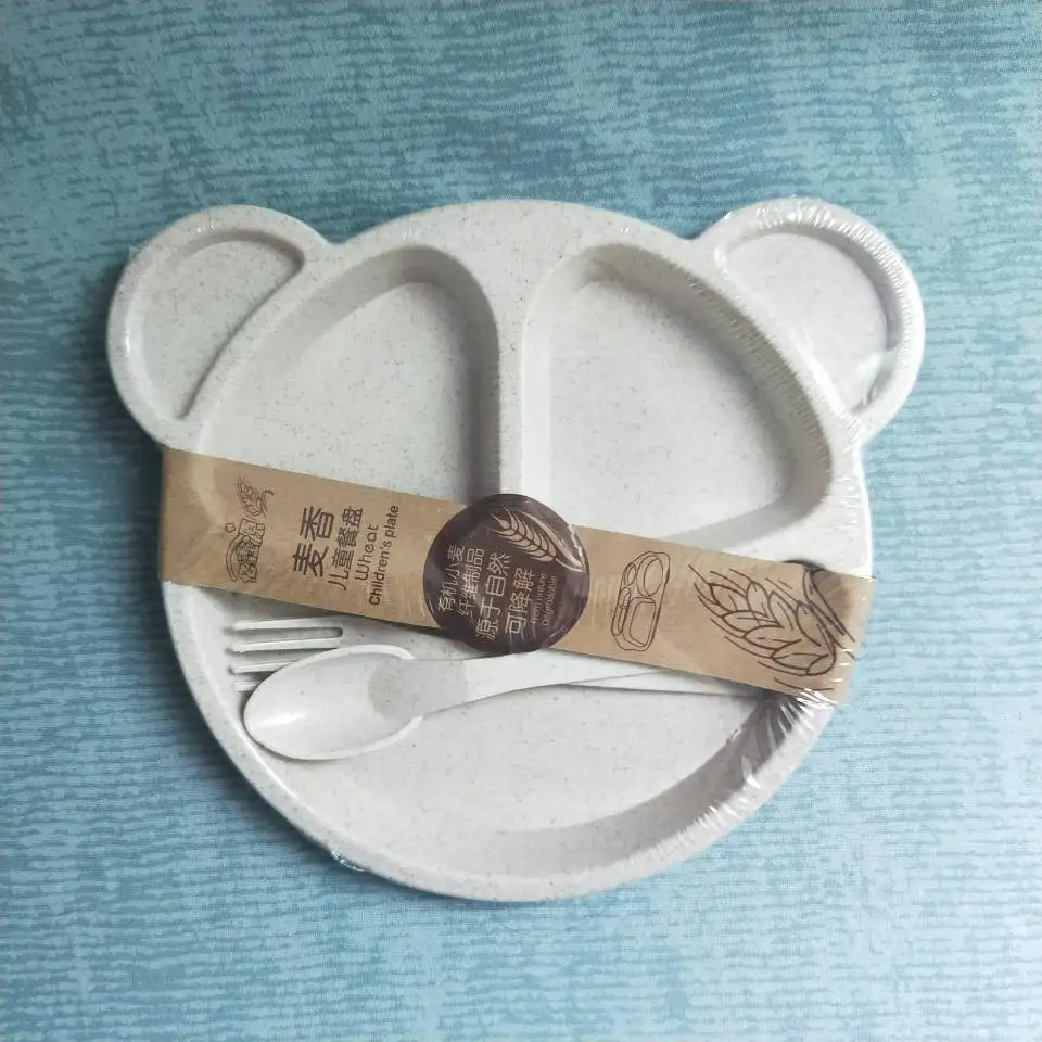 Baby dishes wheat straw children Packaging baby bowl plate dinner feeding set set tableware cartoon