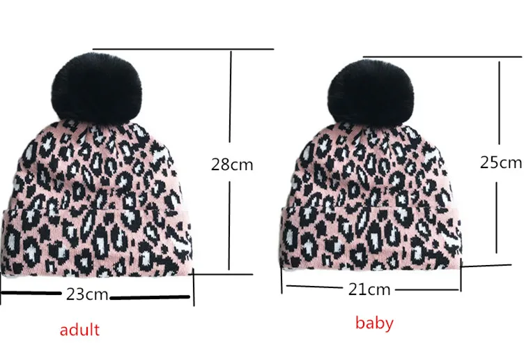 Одинаковые комплекты для семьи Детские шапки с леопардовым принтом Шапки мамы и