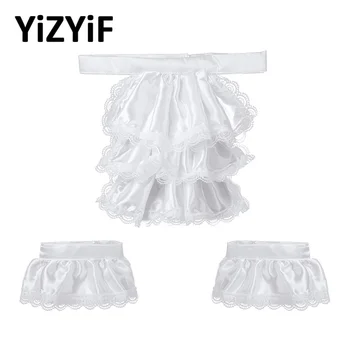 

YiZYiF Fake collar for Kids/Adults Victorian Lace Jabot and Cuffs Set Stage Party Colonial Pirate Steampunk Costume Accessory