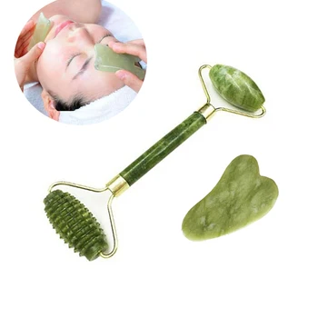 

Facial Massage Jade Stone Roller Needle Double Lift Heads Derma Arms Neck Roller Face Slimming Body Health Skin Care Tools
