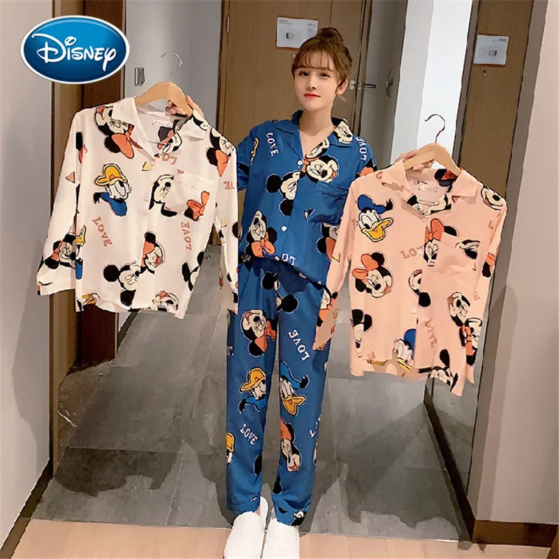 Disney с героями мультфильмов Пижама Микки Маусом Женские осенние туфли бантиком и