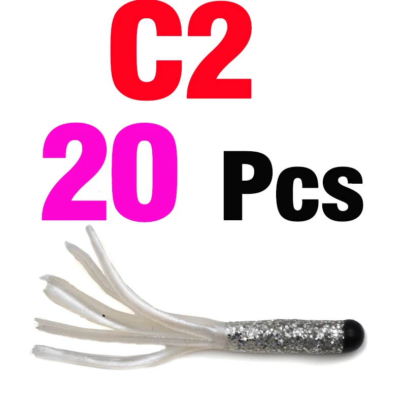 20PCS C2 MNFT 20 шт Силиконовые трехцветные соленые приманки для басов 4,5 см/0,5 г Мягкая искусственная личинка червяка наживка-кальмар Морская рыбалка - Цвет: 20PCS C2