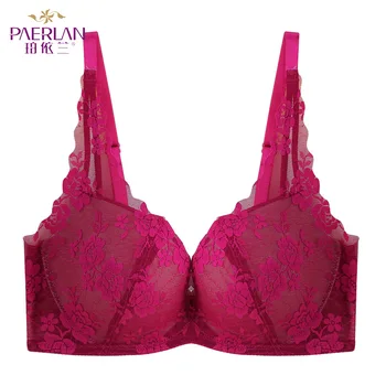 

PAERLAN Underwear Women Small Chest Seamless Wire Free Lace Floral Boobs Push Up Black Bra Deep V Sexy Back Closure