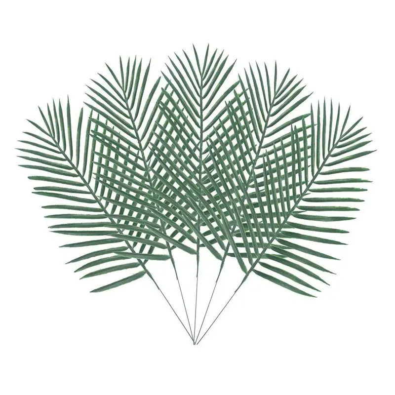 10PCS Artificial Palm Tree Faux Leaves Green Plants Greenery for Flowers Arrangement Wedding Decoration