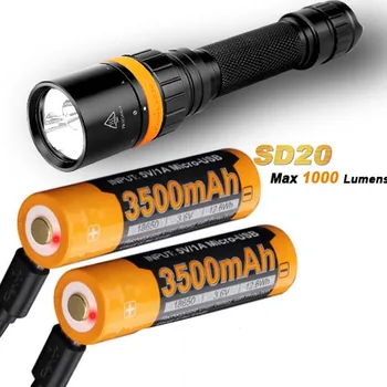 

FENIX SD20 Diving Flashlight LED max 1000 lumen underwater 100 meters waterproof dive torch with 2 x ARB-L18-3500U battery
