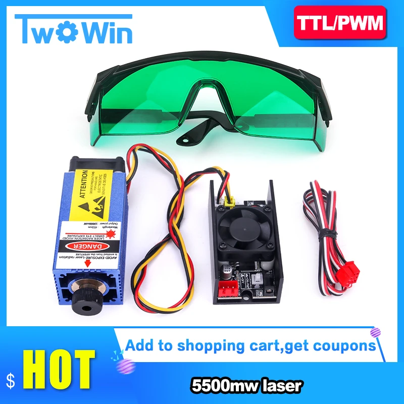 450nm 1000mw/2500mw/3000mw/5500mw/15w Laser Module 3w/5w High Power with TTL PWM for CNC Engraving Machine Accessories