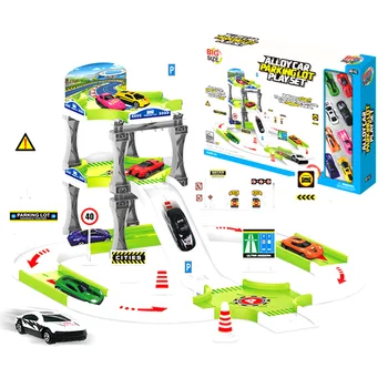 

Diy Multi-Track Rail Car Electronic Racing Car Children Game Boys Rail Building Block Educational Toy Free Wheel Alloy Car Model
