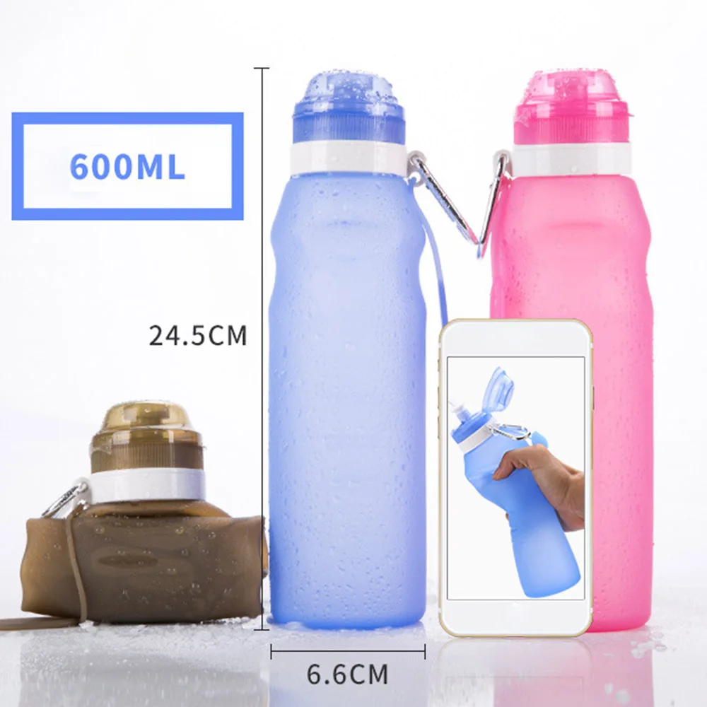 

600ml Creative Squeezed Adjustable Water Bottles Bottle Folding Sports Travel Climbing Hiking Drink Bottles Kettle