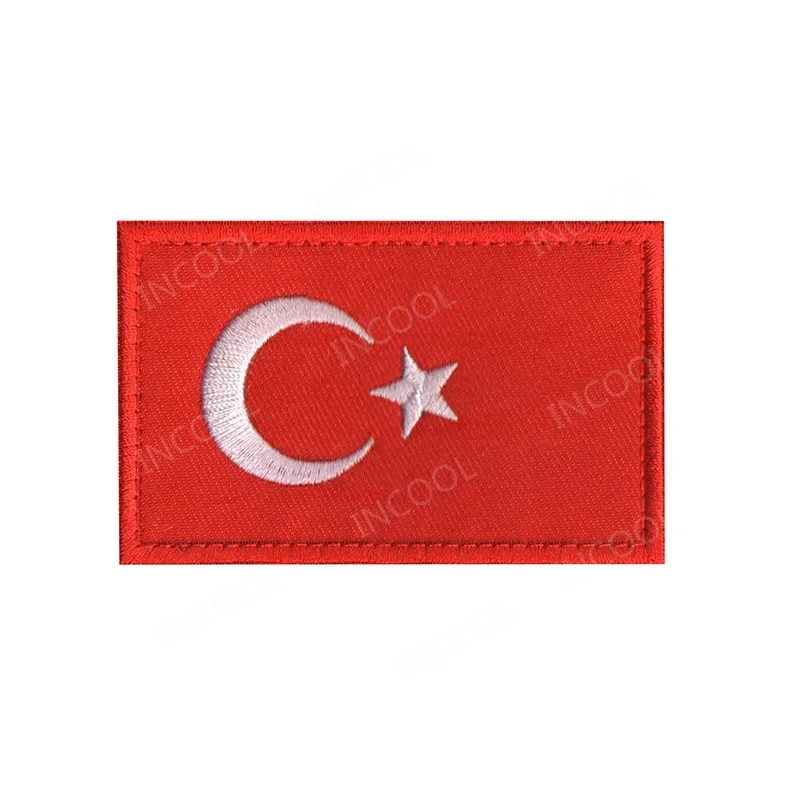 Бангладеш, Джорджия, Камбоджа, Израиль, Индия, Филиппины, Ливан, Киргизия, Сингапур, Япония, азиатские флаги, нашивки с вышивкой - Цвет: Turkey Flag