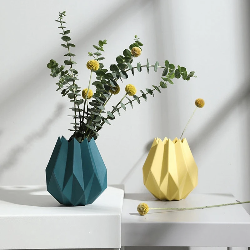 Модные вазы оригами керамическая Столешница большая ваза современный европейский стиль Цветочная ваза домашнее украшение