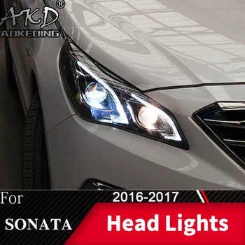 

For Car Hyundai Sonata 9 head Lamp 2015-2017 MK9 LED Fog Lights Day Running Light DRL Tuning Car Accessories Sonata9 headLights