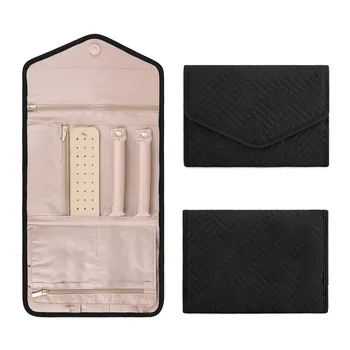 

Travel Jewelry Organizer–Foldable Roll for Necklaces, Earrings -Jewelry Holder Compartments Journey Jewelry Case Storage KL3DH-3