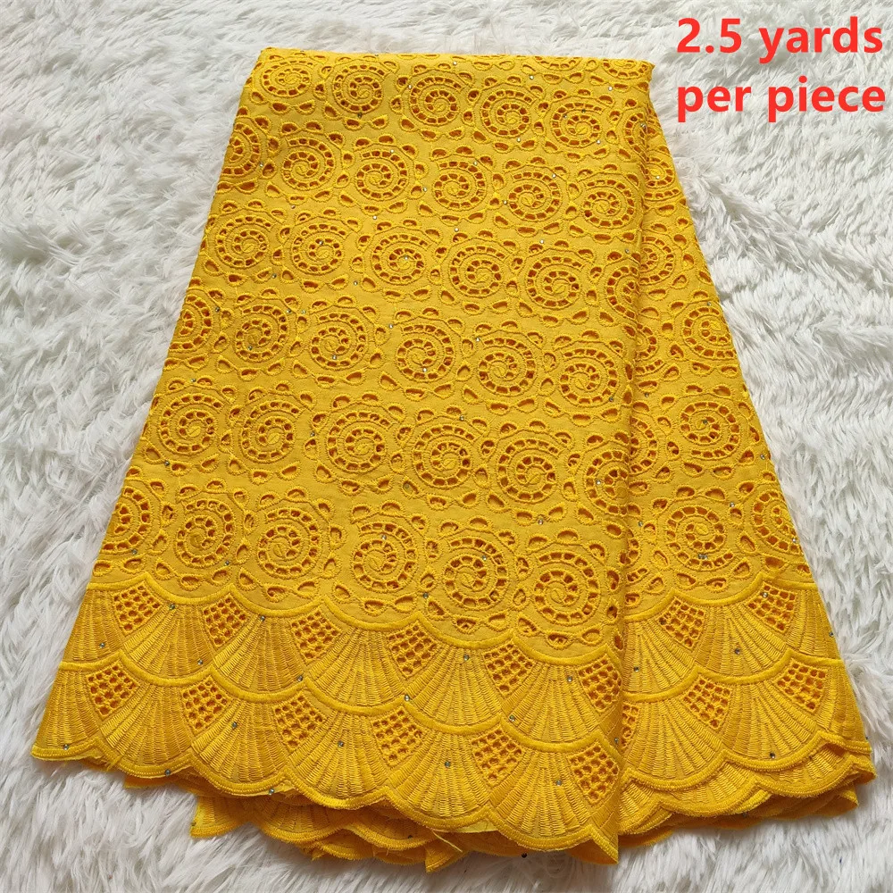 2.5 Yards Swiss Voile Lace Fabric 2020 Latest Heavy Beaded Embroidery African Wedding 100% Cotton Popular Dubai Style HZ1060 | Дом и сад