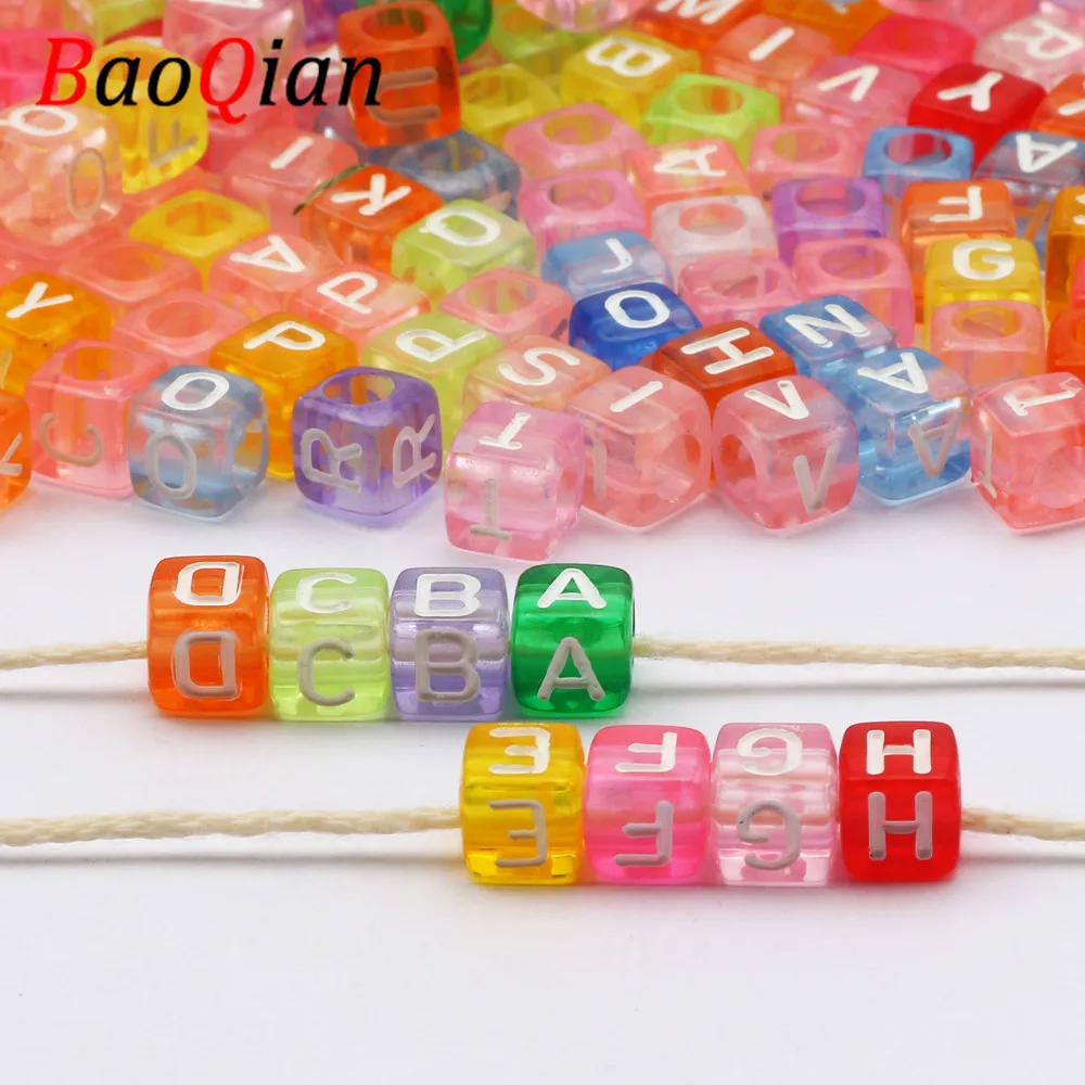 Loose-Spacer-Beads Bracelet Jewelry Necklace Charm-Making Letters Transparent-Mixed DIY