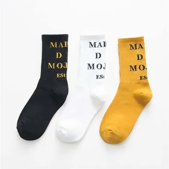 

Letter Creative Fashion Art Harajuku Jacquard Socks Japan Hip Hop Skateboard Crew Funny Socks Women Divertidos Skarpetki Sokken