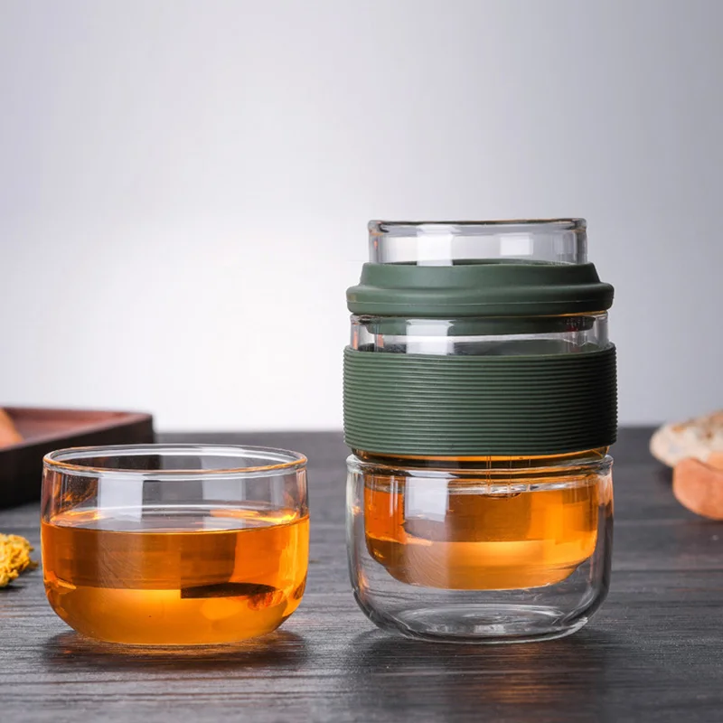 Travel Teaware Sets Heat-resistant glass Teapot with Small Glass Filter Flower Tea Portable Teawares with Carring Cases