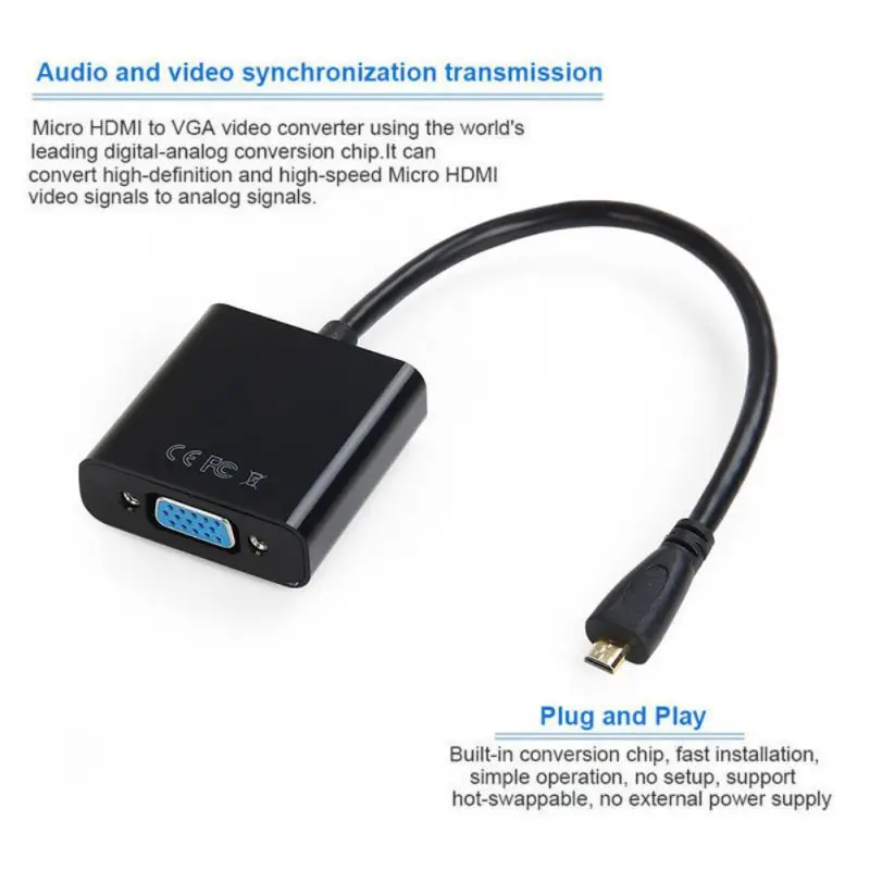 Micro HDMI в VGA Аудио конвертер Кабель-адаптер 1080P HDMI мужчин и женщин для HD HDTV ПК ноутбук xbox PS3 PS4 камера планшет