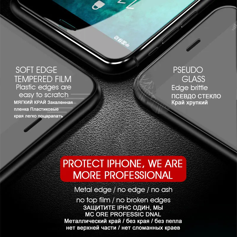 Закаленное защитное стекло для iPhone X XS 11 Pro Max XR защитное стекло из алюминиевого сплава для iPhone 6 6S 7 8 Plus 5 5S