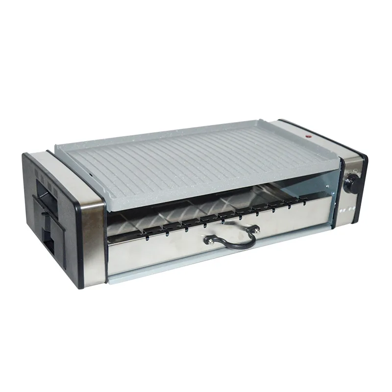 Electric Barbecue Grill Household Electric Grill Non-Stick Pan & Smoke-Free Double Baking Rotating Kebab Machine