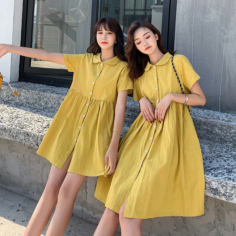 

Maternity Clothes 2019 Summer New Style Fashion Peter Pan Collar Best Friend Loose-Fit Slimming Pregnant Women Dress Can Open Bu